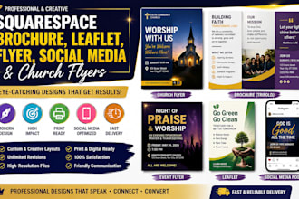 design squarespace brochure leaflet online flyer, social media and church flyers