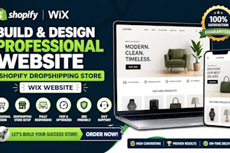 build design professional website design shopify dropshipping store wix website