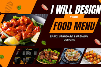 create a modern food menu for restaurants and cafes