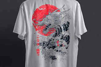 do a japanese t shirt illustration