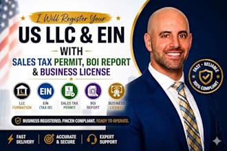 register your US llc, ein, sales tax permit, boi report and business license
