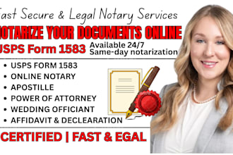 notarize your document, usps form 1583, poa, affidavit, will, legal documents