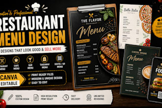 design restaurant menu food menu digital menu editable canva menu design