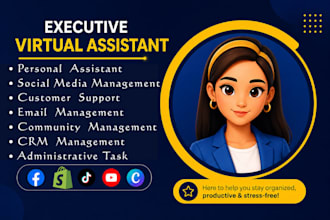 be executive admin assistant, customer support executive VA admin task assistant