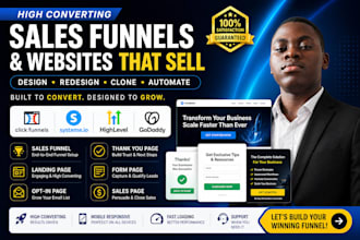 build sales funnels, clickfunnels, systeme io, ghl , godaddy