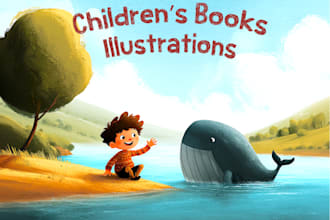 draw children story book illustration, kids illustration for story books