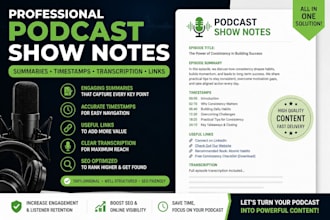 write your podcast show notes podcast writing podcast notes podcast script