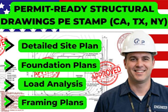 structural engineer permit drawings pe stamp for california, texas, new york