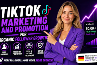 manage tiktok marketing and promotion for organic followers growth