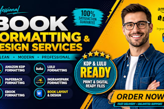 do professional book formatting, layout design for KDP, ebook, and print books