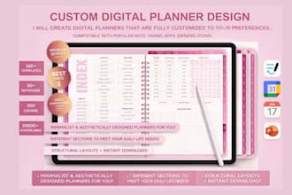 etsy digital planner, etsy hyperlinked planner, digital product, digital journal