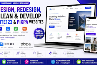 do site123 pixpa website cleaning design redesign website developement