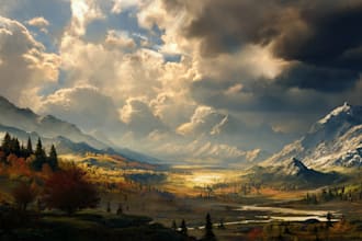 create an illustration and concept art for a landscape