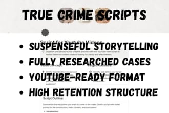 write haunting true crime scripts with cinematic storytelling and emotional dept