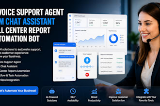 do ai voice support agent, crm chat assistant call center report automation bot
