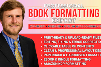 do amazon kdp book formatting, ebook editing, paperback publishing and error fix