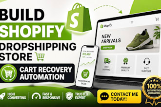 build shopify store shopify dropshipping store shopify cart recovery automation
