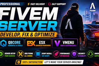 develop or fix your qbcore,esx,vmenu fivem server