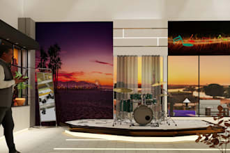 design 3d soundproof music studio, acoustic  treatment for music studio
