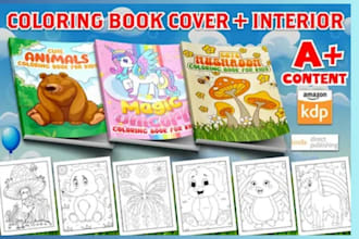 create engaging KDP kids activity book coloring worksheet book and illustration