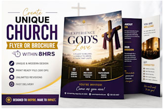 create unique church flyer or brochure within 8hrs