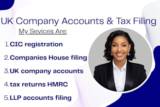 file UK cic, llp, ltd accounts and tax returns to companies house