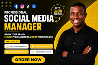 be your social media manager, social media setup, social media post design