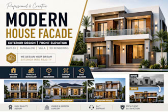 design modern house facade, exterior design, front elevation duplex and bungalow