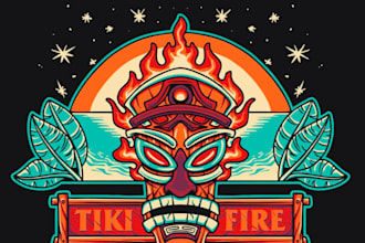 create tiki ber vintage logo design with 1 day delivery