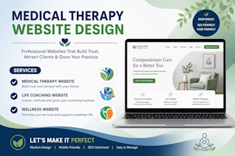 design medical therapy website, life coaching website, wellness for wordpress