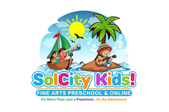 design cute logo for kids, education kids shop, and children