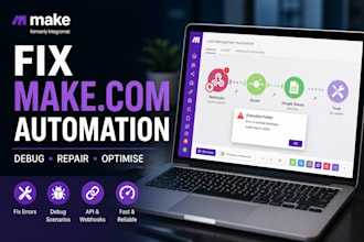 fix make com automation, debug make com scenarios and make com errors