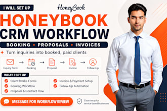 setup honeybook crm workflow booking proposal invoice