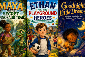 illustrate childrens picture book, character design and book cover