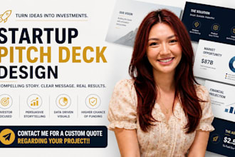 create startup pitch deck, funding investor presentation design