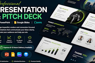 design a top tier business ppt presentation design and investor pitch deck slide