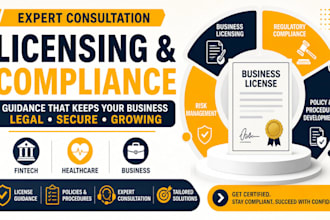 provide licensing  compliance consultation for fintech healthcare and business