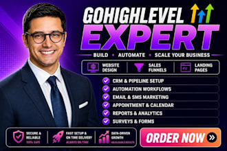 be gohighlevel expert, gohighlevel website automation, ghl crm, ghl sales funnel