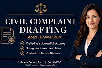 draft a professional civil complaint for US federal or state court US attorney