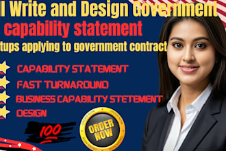 write, design capability statement for startups applying to government contract