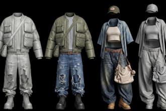 create realistic 3d garment second life 3d clothing mesh outfit with textures