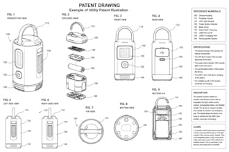 draw technical patent drawings 2d cad line art for product design