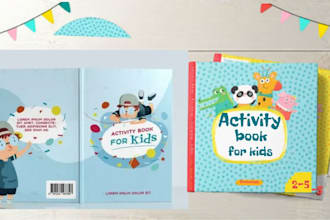 design educational kids activity books, children illustration and coloring books