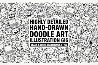 draw modern line art doodle icons and vector illustration