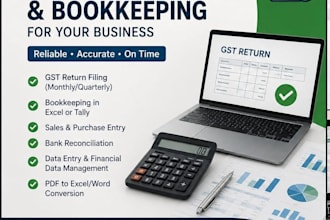do gst return filing, bookkeeping and accounting in excel or tally
