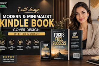 design a modern minimalist kindle book cover with 3d mockup
