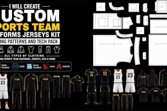 create custom sports team uniforms jerseys kit sewing patterns and tech pack