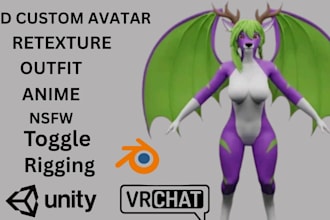 create custom vrchat avatar vrc avatar ,nsfw