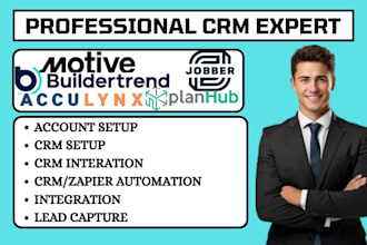 setup buildertrend jobber crm motive acculynx automation planhub integration