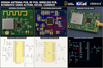 design antenna pcb, rf pcb, wireless pcb, schematic using altium, kicad, cadence